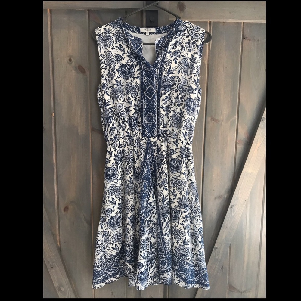 Madewell Blue and White Floral Dress